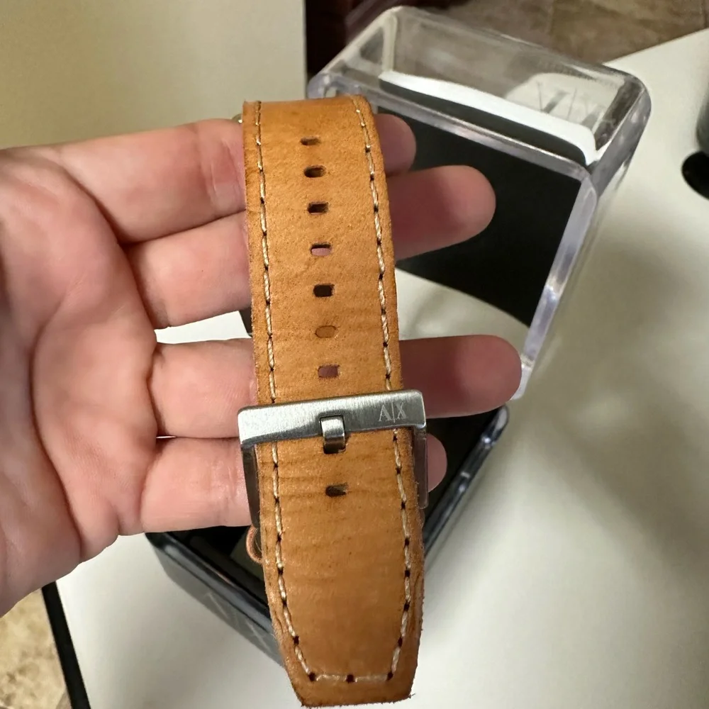 Armani Exchange AX1707‎ Black Dial Tan Leather Strap Men's Watch